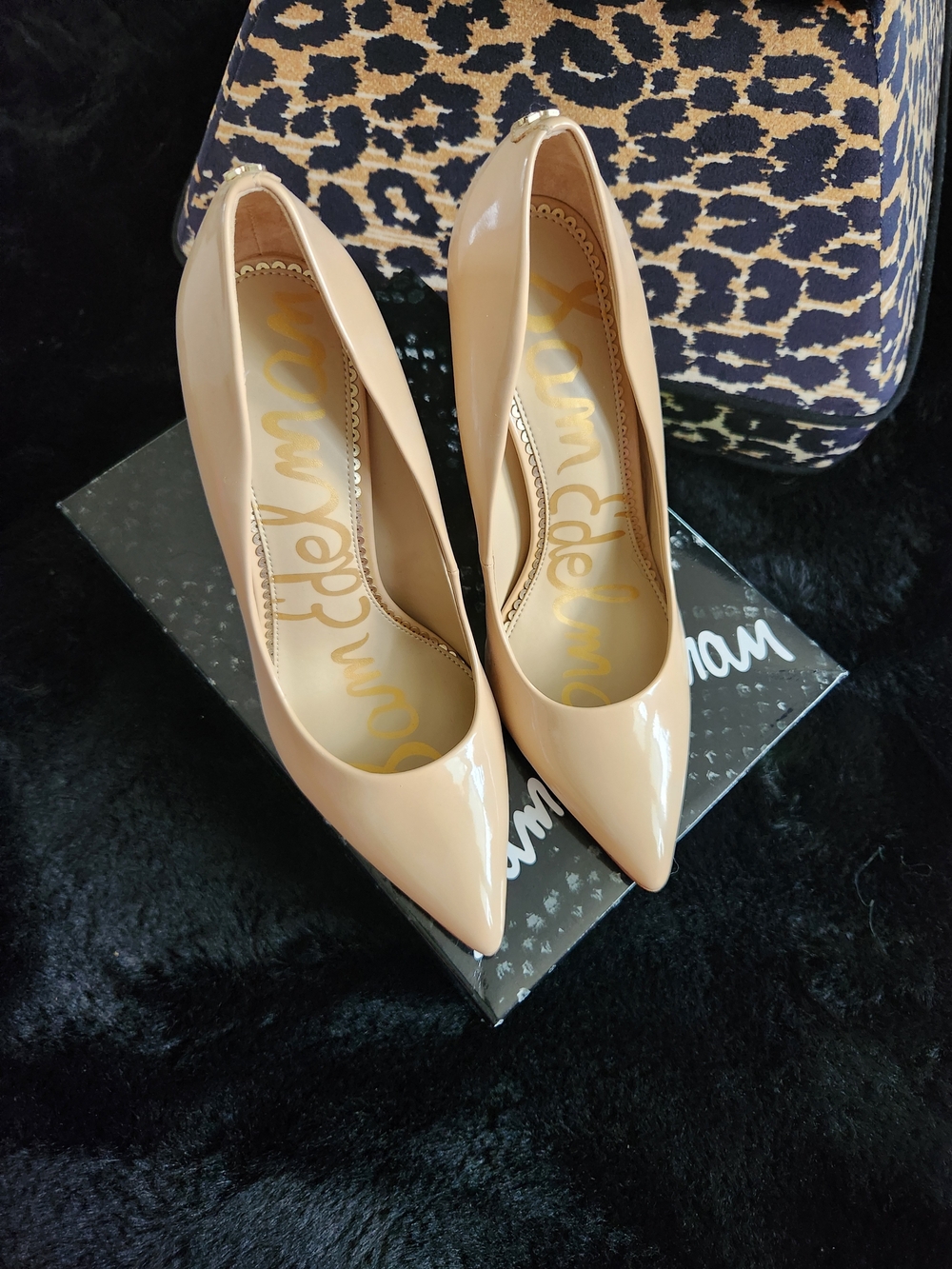 Sam Edelman Danna, Beige Blush Patent Pointed Toe Pumps